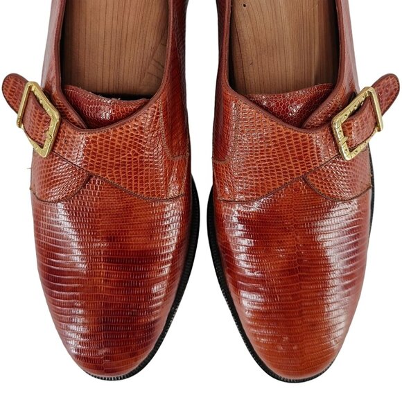NEW Exotic Teju Lizard Monk Strap Loafers Mens 11.5 PALOMINO Dress Shoes Mexico - Picture 2 of 14
